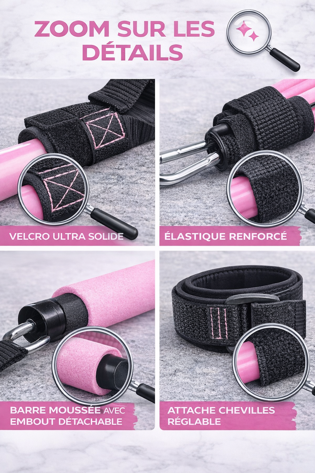 Set d’Élastiques de Musculation avec Barre – Entraînement Complet | ParadiseHoop